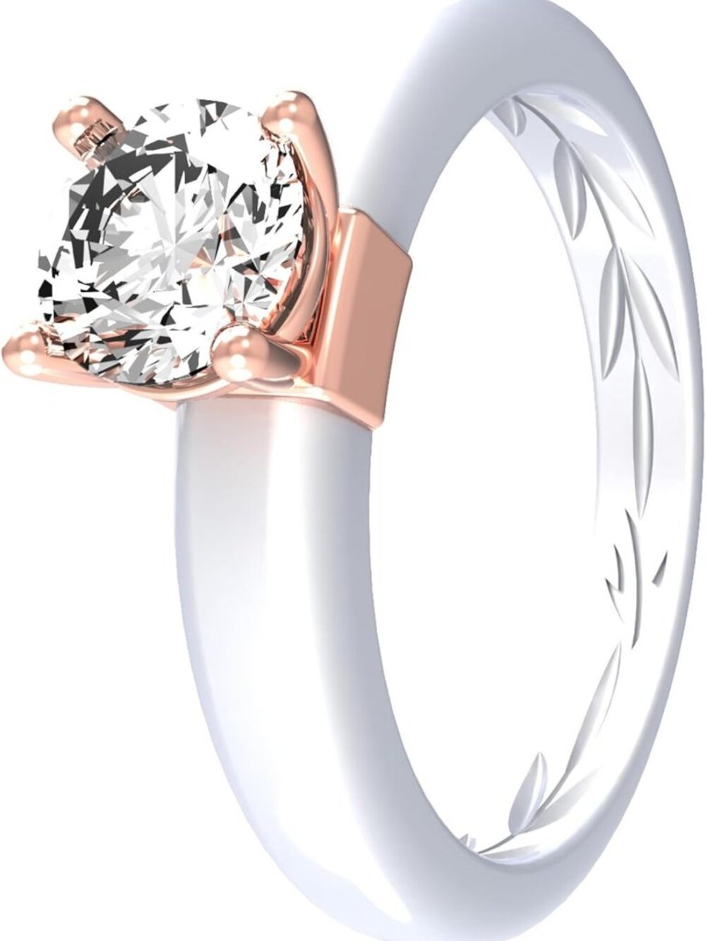 Stylish Silicone Ring with Round Cut Cubic Zirconia - Breathable Sport Wedding